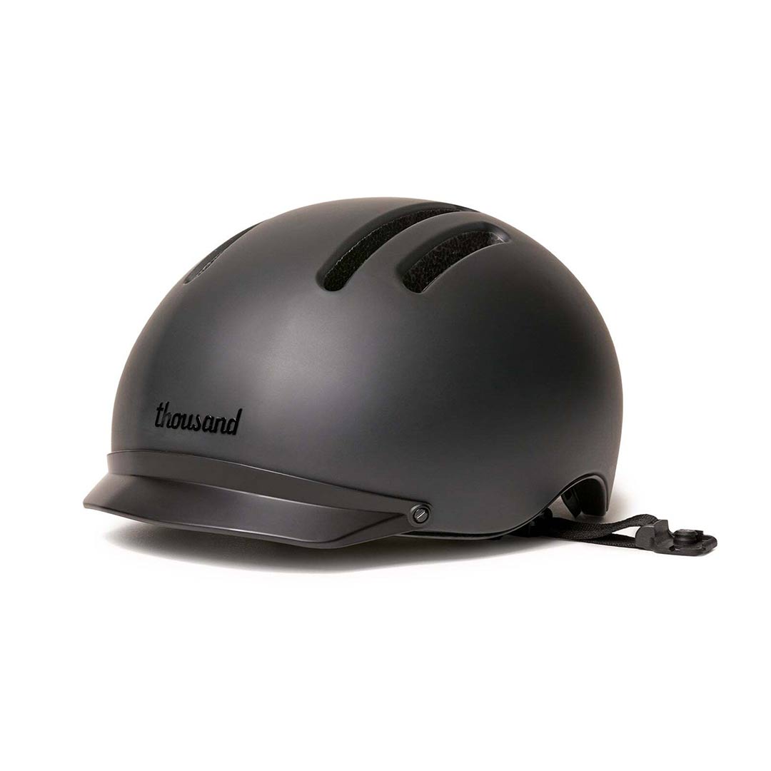 Black Chapter MIPS Helmet by Thousand with black visor on white background. @color_racer black