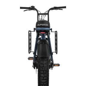 Rear view of S2 Side Rack on Super73 ebike set to white background.