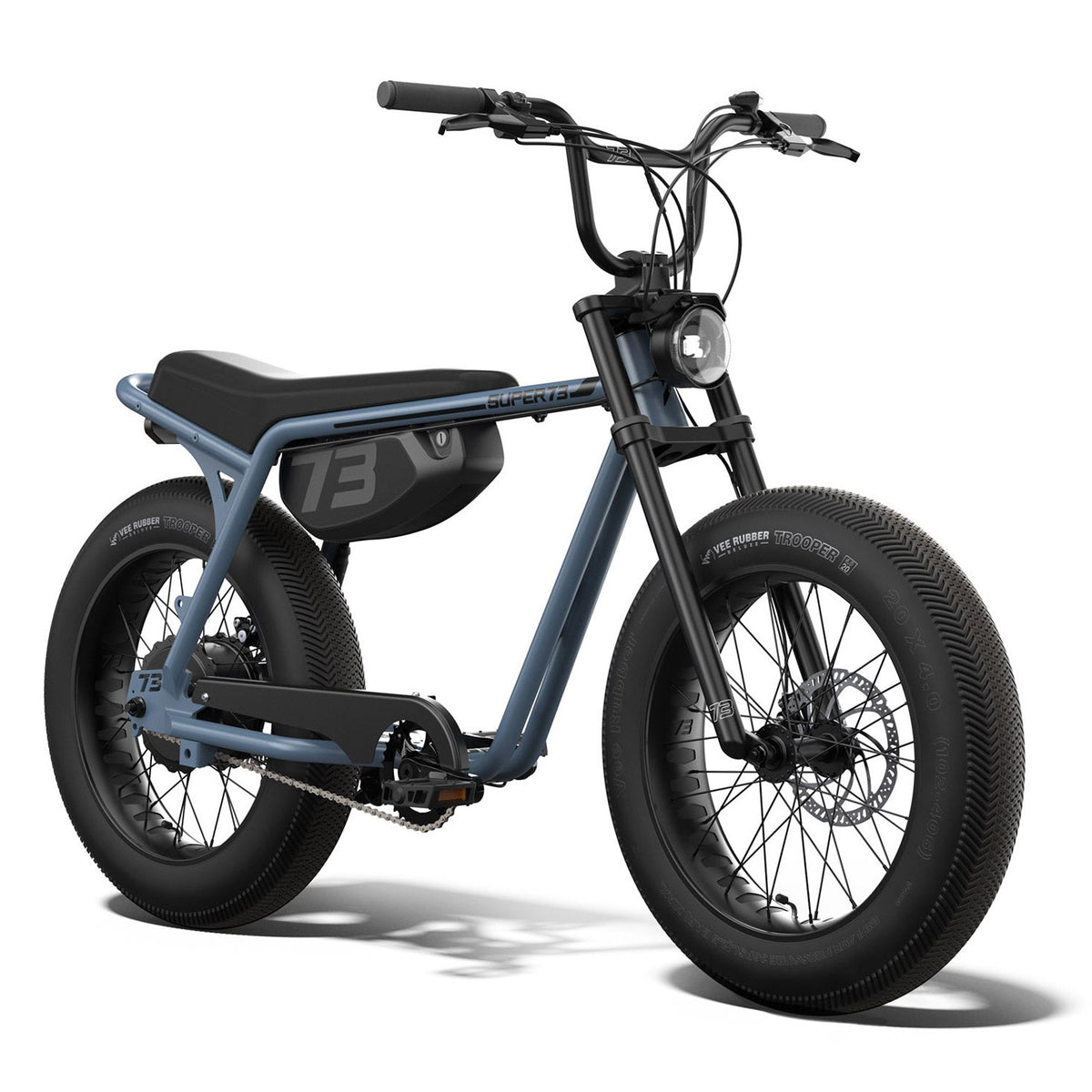 Front view of SUPER73-Z Miami in Panthro Blue. @color_panthro blue
