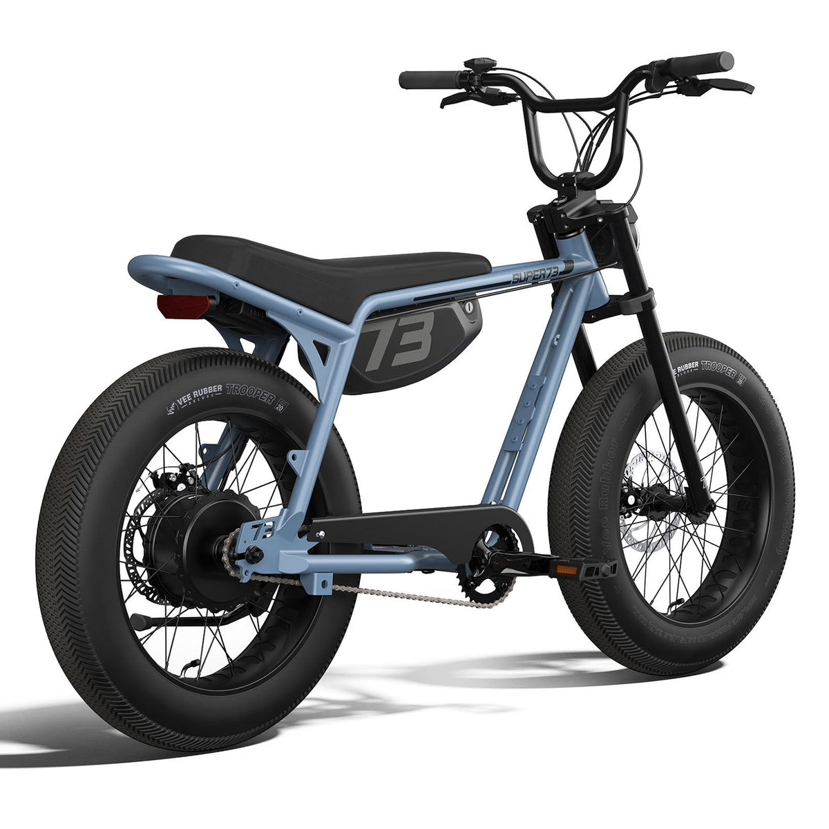 Rear view of SUPER73-Z Miami in Panthro Blue. @color_panthro blue