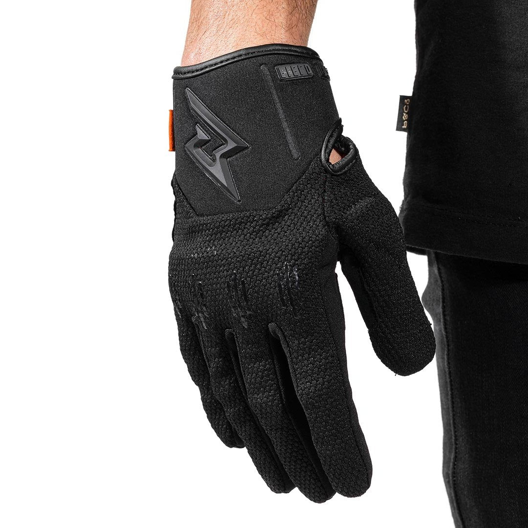 Black glove on model with white background view 1. @color_black